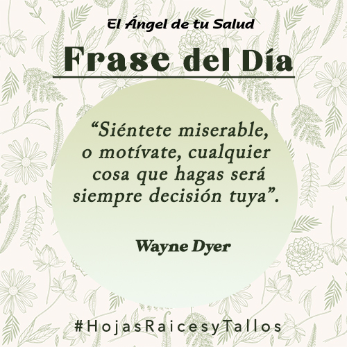 “Siéntete miserable, o motívate, cualquier cosa que hagas será siempre decisión tuya” - Wayne Dyer