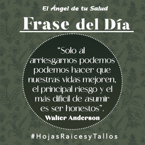 “Solo al arriesgarnos podemos podemos hacer que nuestras vidas mejoren, el principal riesgo y el más difícil de asumir es ser honestos” - Walter Anderson