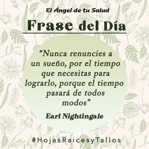 “Nunca renuncies a un sueño, por el tiempo que necesitas para lograrlo, porque el tiempo pasará de todos modos” - Earl Nightingale 