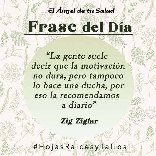 “La gente suele decir que la motivación no dura, pero tampoco lo hace una ducha, por eso la recomendamos a diario” - Zig Ziglar
